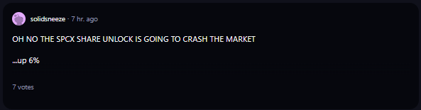 A comment on r/WallStreetBets subreddit.