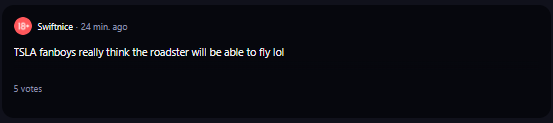 A comment on r/WallStreetBets subreddit.